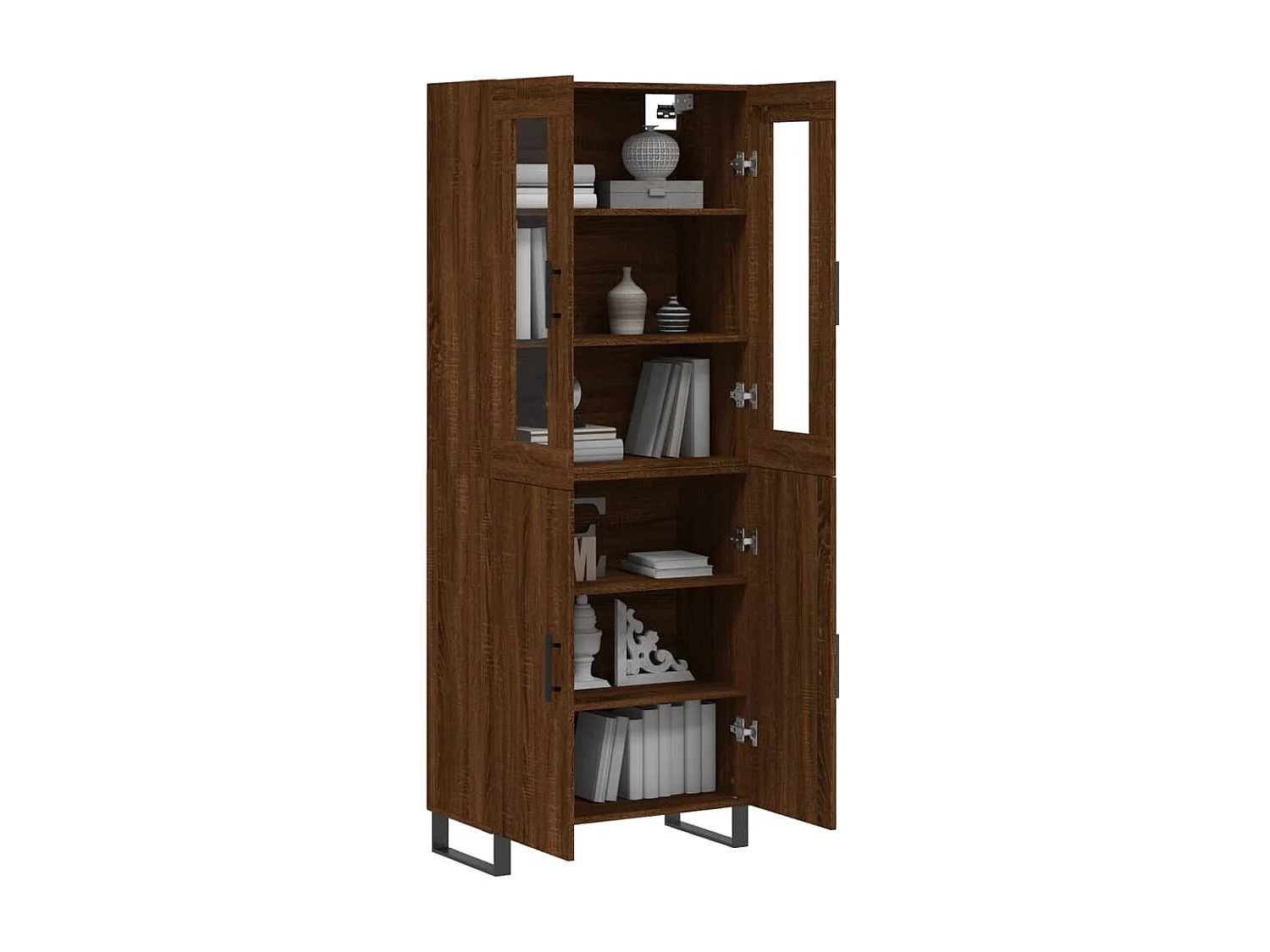 Buffet haut Chêne marron 69,5x34x180 cm Bois d'ingénierie