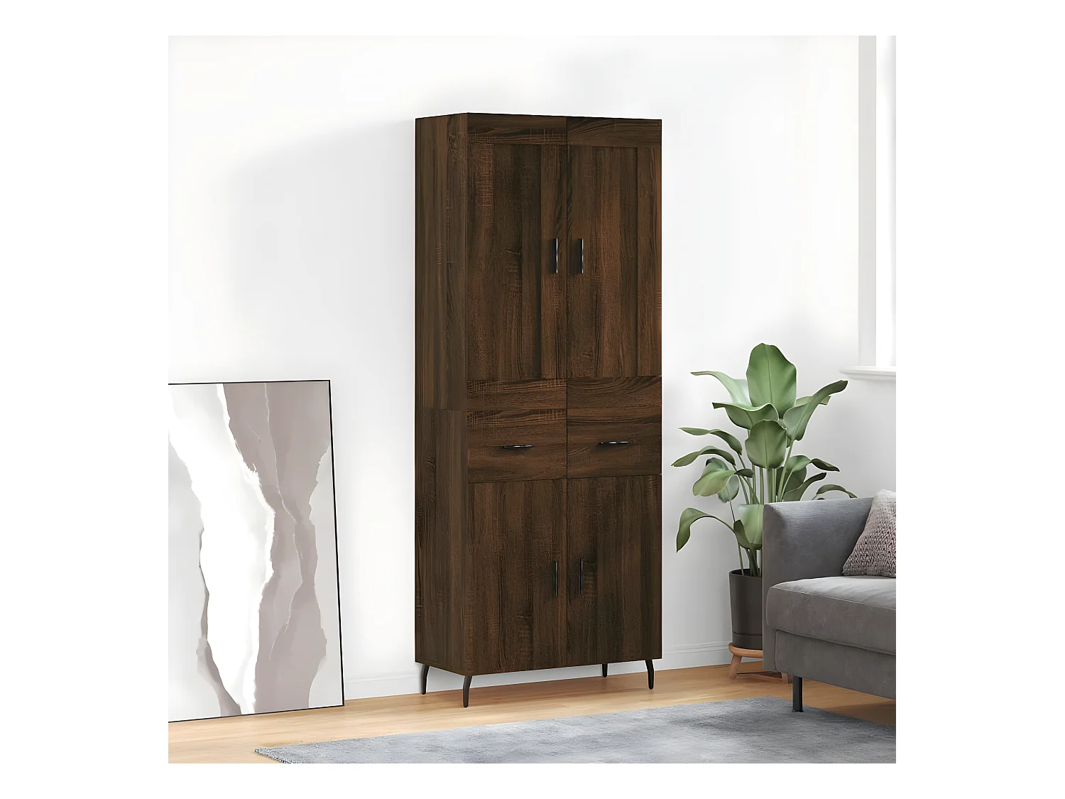 Buffet haut Chêne marron 69,5x34x180 cm Bois d'ingénierie
