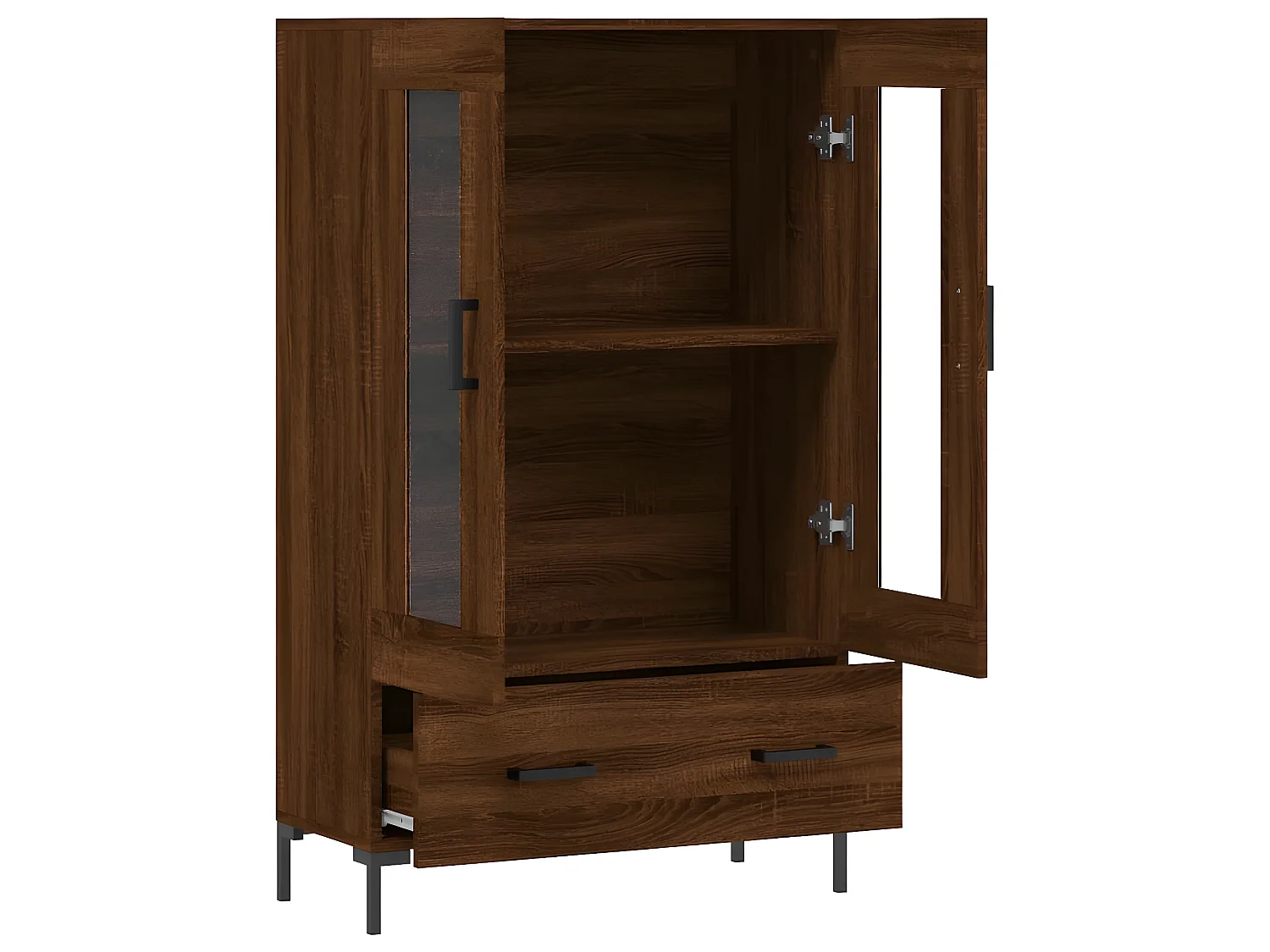 Hohes Sideboard aus brauner Eiche, 69,5 x 31 x 115 cm, Holzwerkstoff