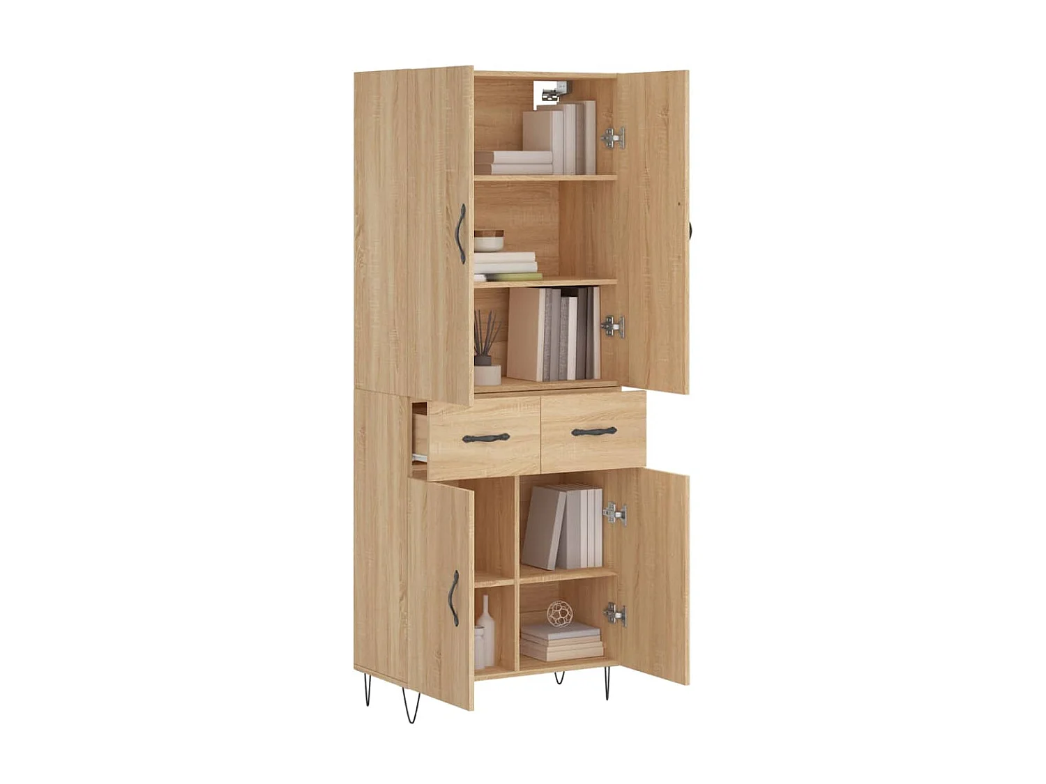 Hohes Sideboard Sonoma-Eiche 69,5x34x180 cm Holzwerkstoff