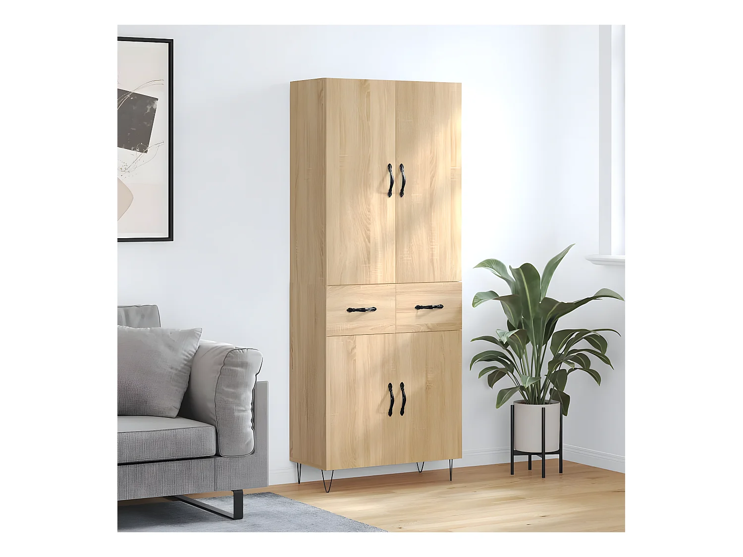 Buffet haut Chêne sonoma 69,5x34x180 cm Bois d'ingénierie