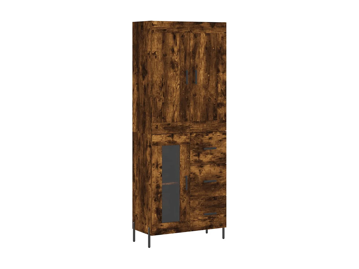 Buffet haut Chêne fumé 69,5x34x180 cm Bois d'ingénierie