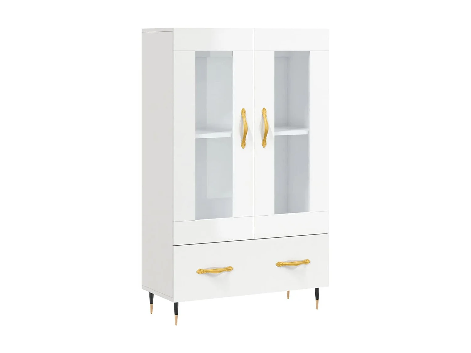Buffet haut blanc brillant 69,5x31x115 cm bois d'ingénierie