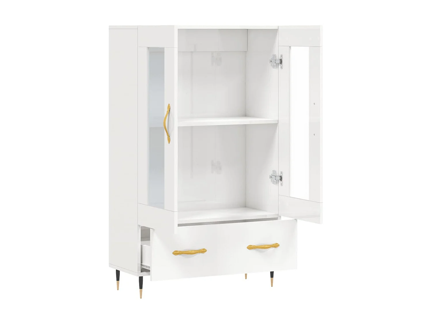 Buffet haut blanc brillant 69,5x31x115 cm bois d'ingénierie