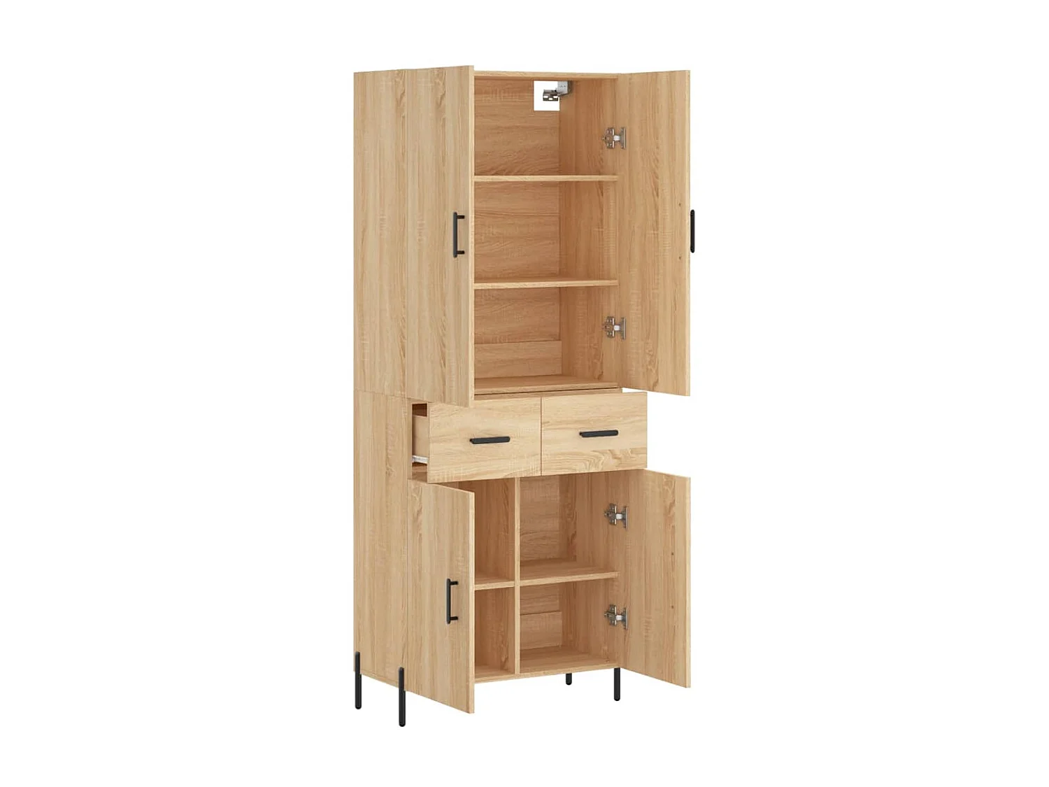 Aparador alto roble Sonoma 69,5x34x180 cm Madera contrachapada