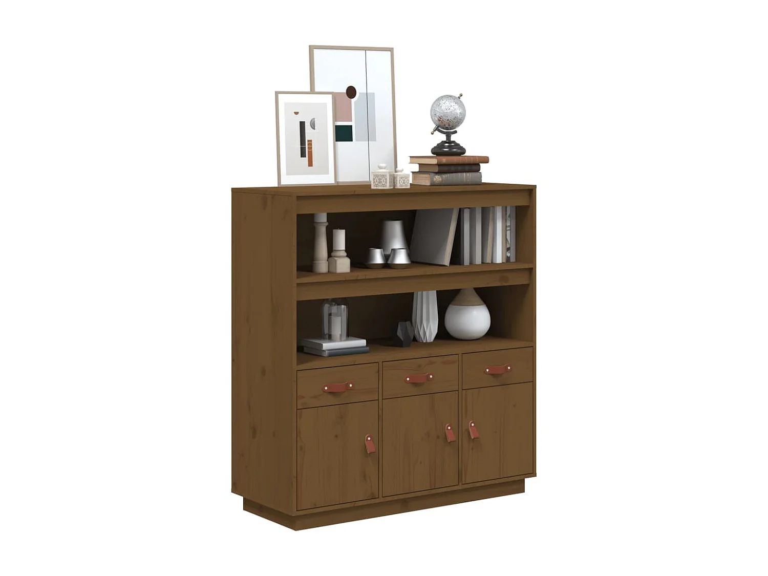 Credenza alta Marrone miele 100x40x108,5 cm Legno di pino massiccio