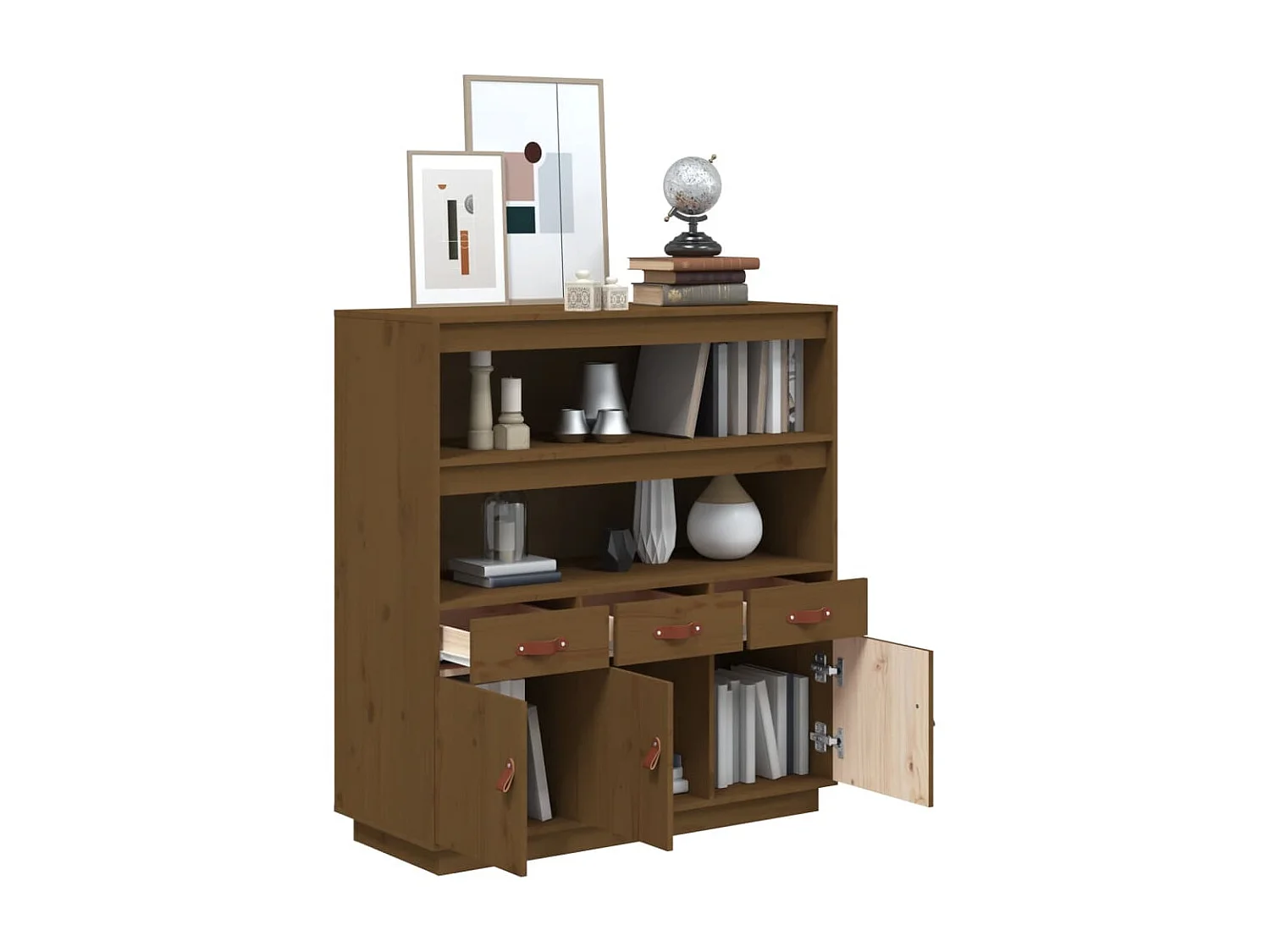 Aparador alto Marrón miel 100x40x108,5 cm Madera maciza de pino