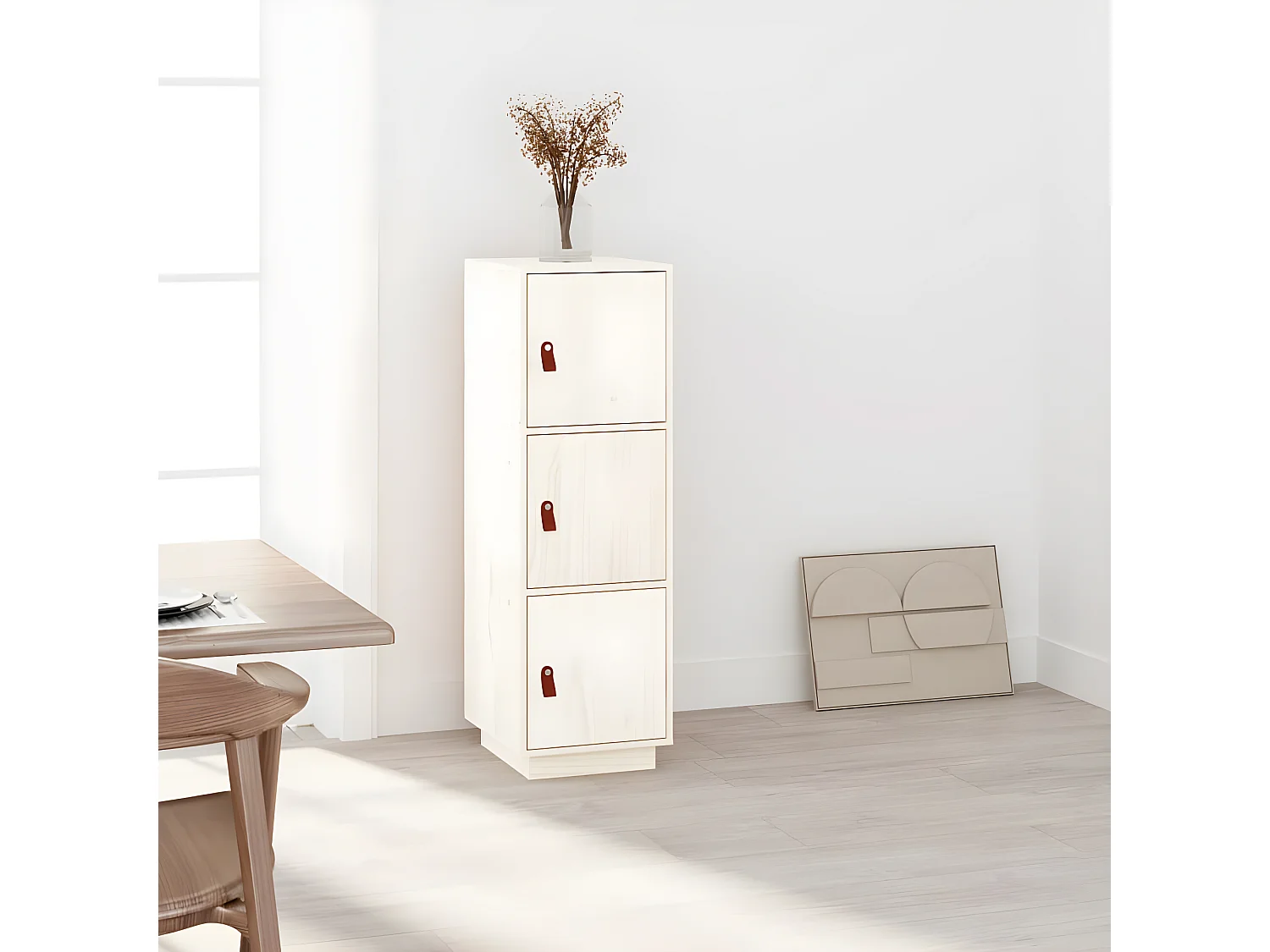 Buffet haut Blanc 34x40x108,5 cm Bois massif de pin