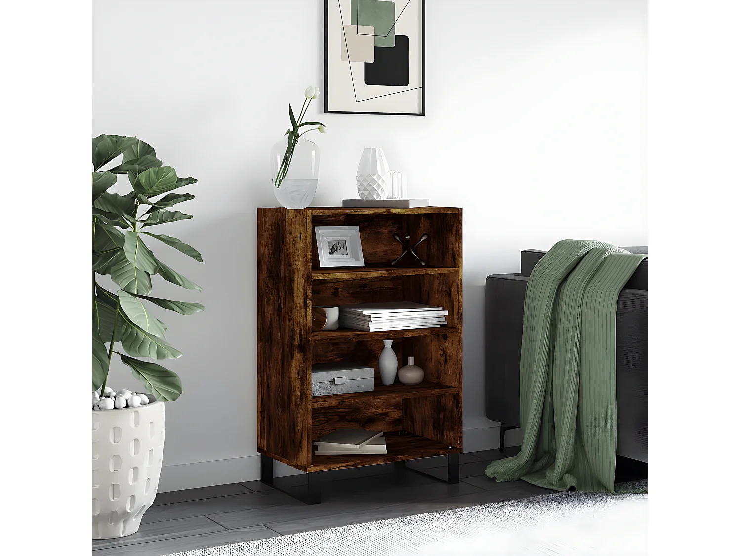 Credenza alta rovere affumicato 57x35x90 cm in multistrato