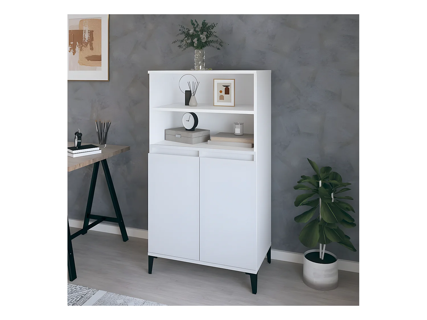 Aparador alto Blanco 60x36x110 cm Madera contrachapada