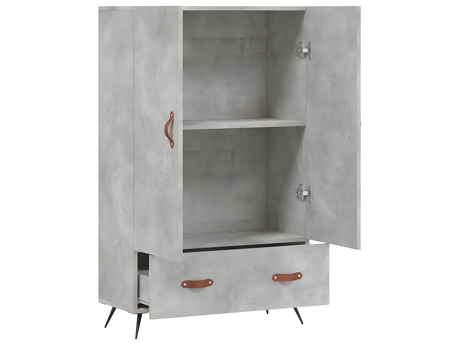 Credenza alta grigio cemento 69,5x31x115 cm in derivati del legno