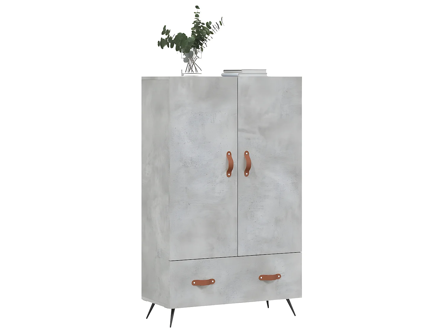 Buffet haut gris béton 69,5x31x115 cm bois d'ingénierie