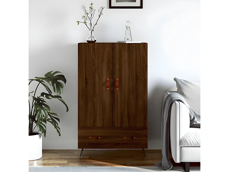 Buffet haut chêne marron 69,5x31x115 cm bois d'ingénierie
