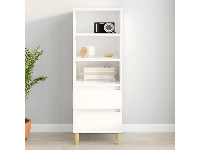 Aparador alto Blanco brillo 40x36x110 cm Madera contrachapada