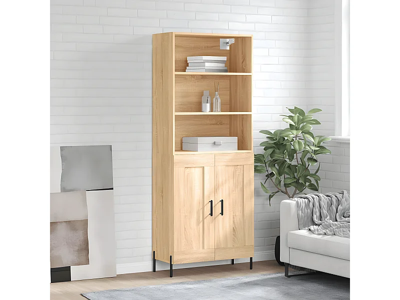 Credenza alta Rovere Sonoma 69,5x34x180 cm MDF
