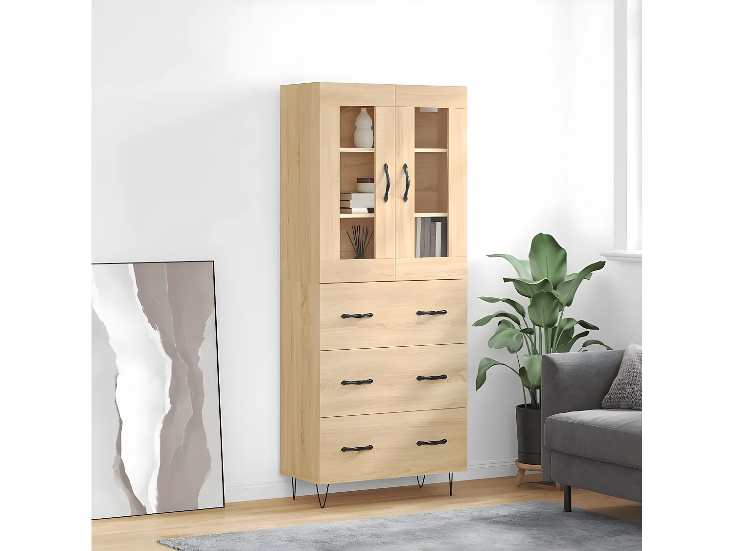 Credenza alta Rovere Sonoma 69,5x34x180 cm MDF