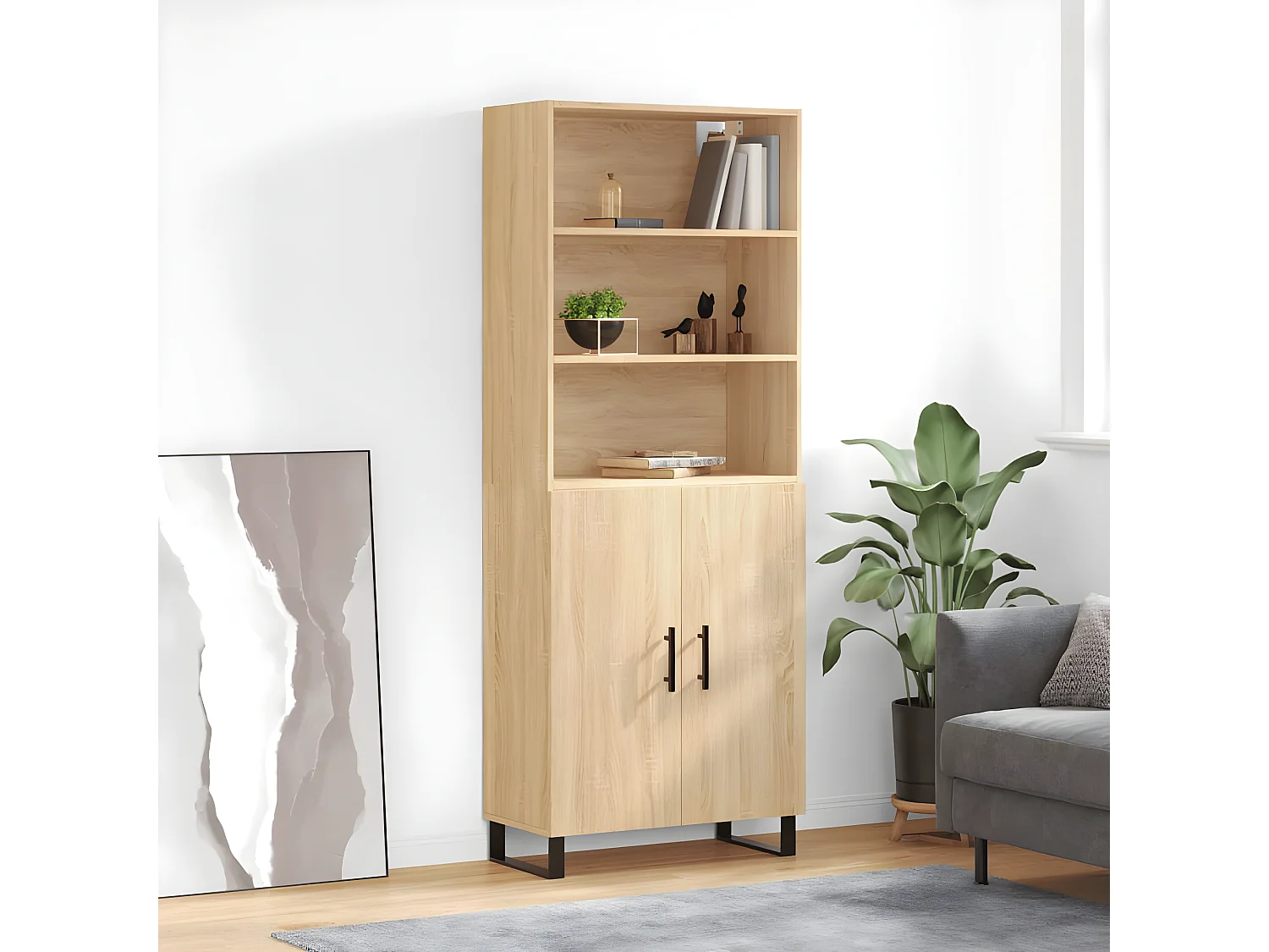 Credenza alta Rovere Sonoma 69,5x34x180 cm MDF