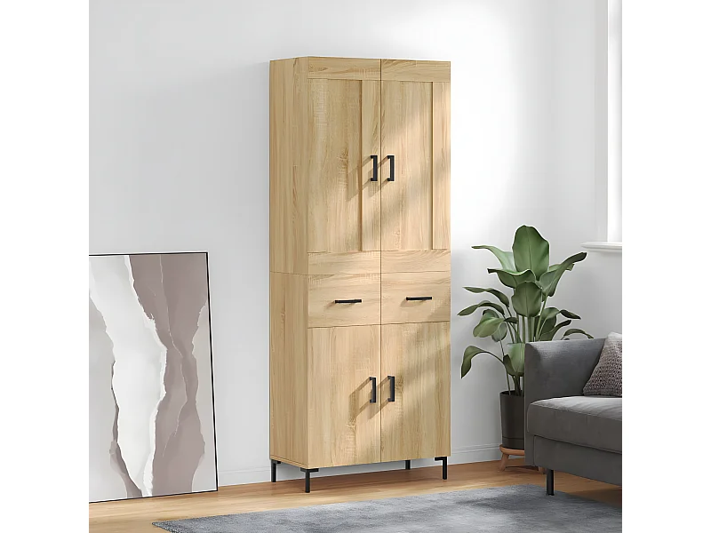 Aparador alto roble Sonoma 69,5x34x180 cm Madera contrachapada