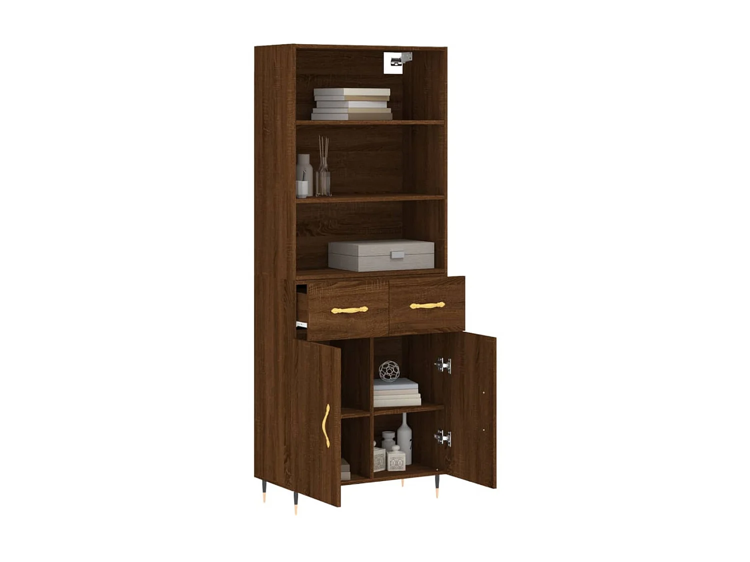 Buffet haut Chêne marron 69,5x34x180 cm Bois d'ingénierie