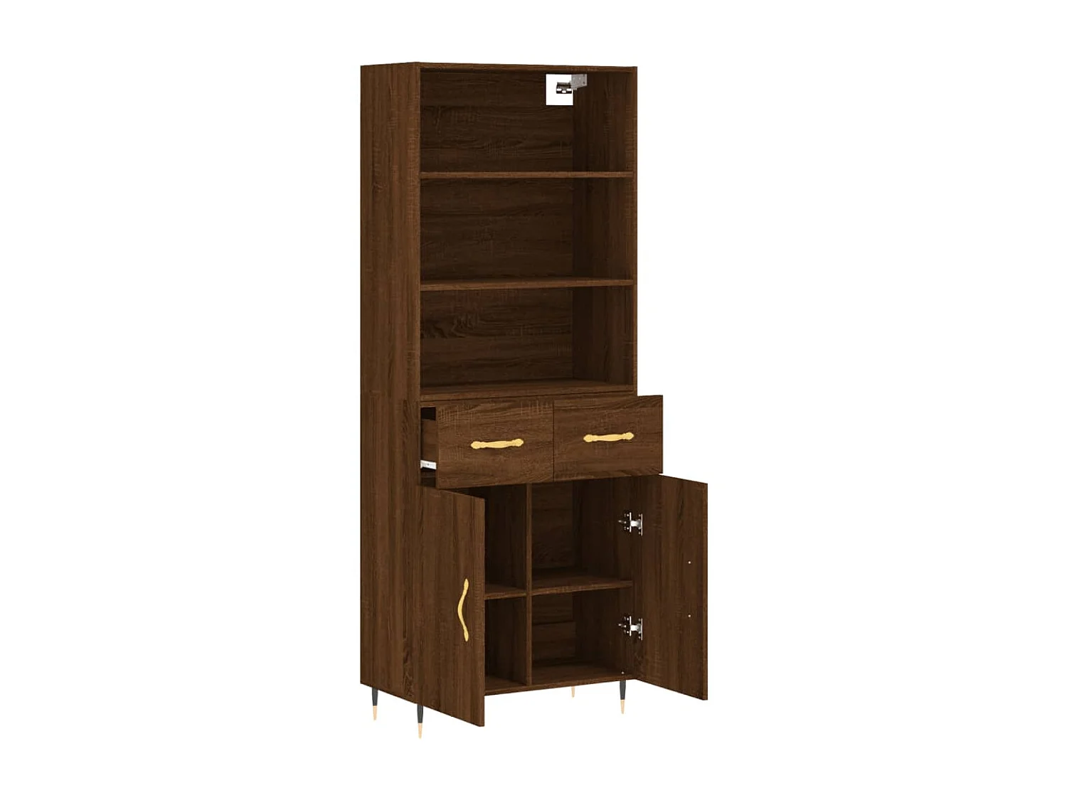 Buffet haut Chêne marron 69,5x34x180 cm Bois d'ingénierie