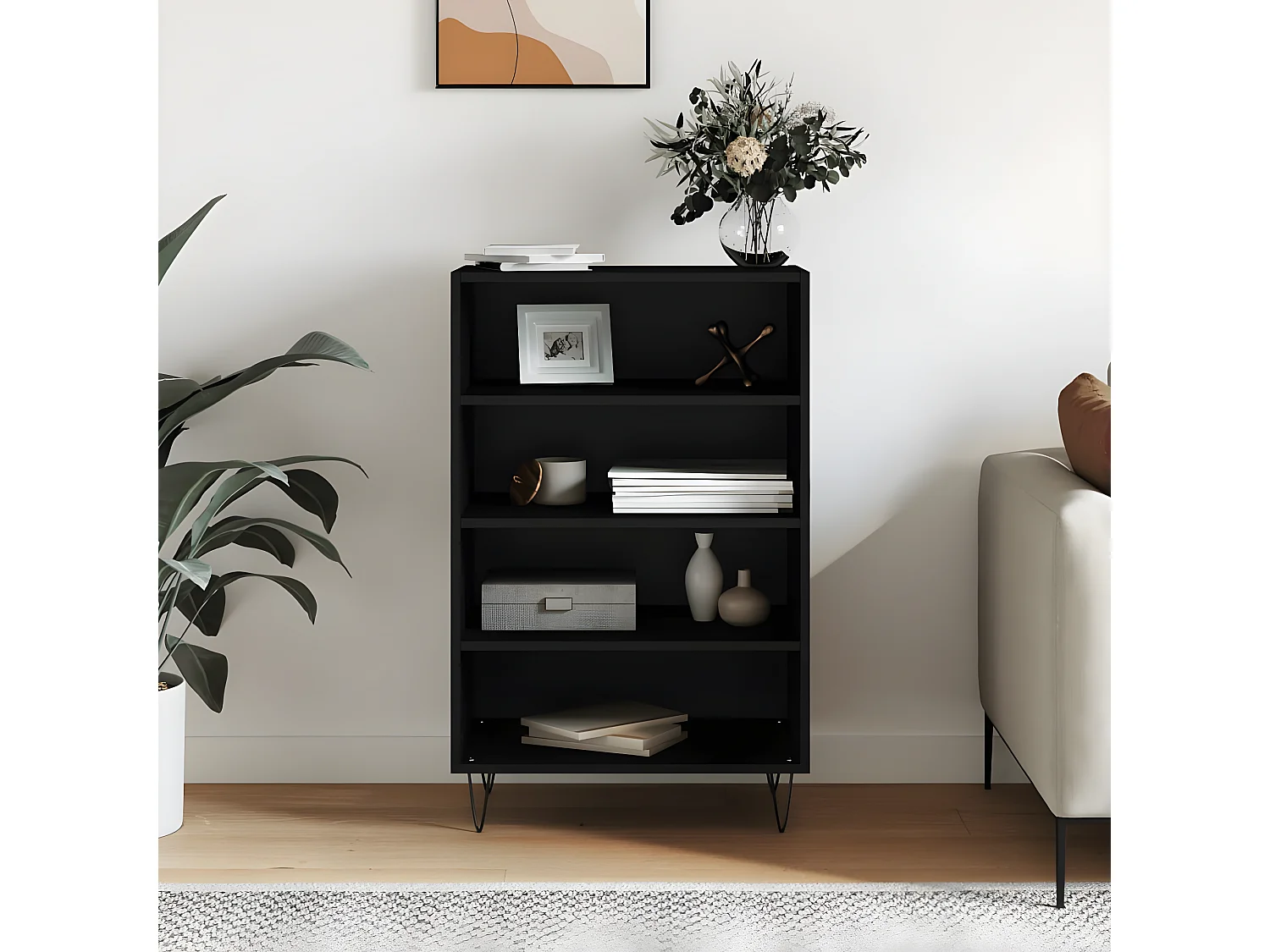 Buffet haut noir 57x35x90 cm bois d'ingénierie