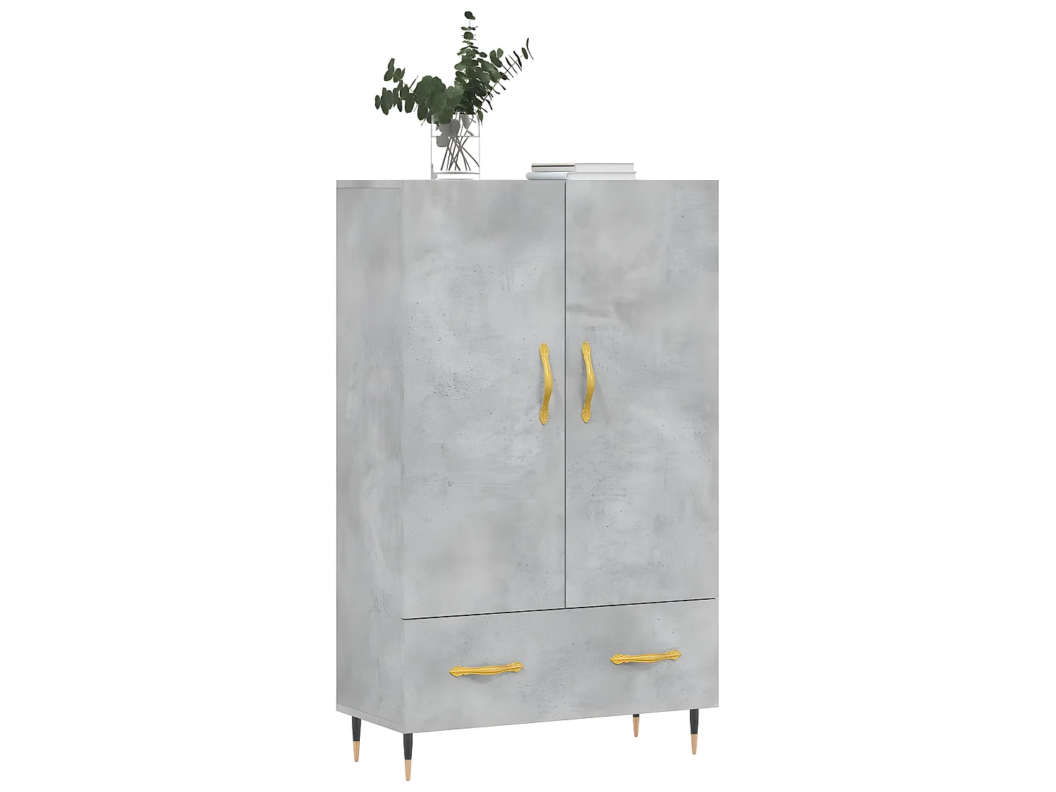 Credenza alta grigio cemento 69,5x31x115 cm in derivati del legno