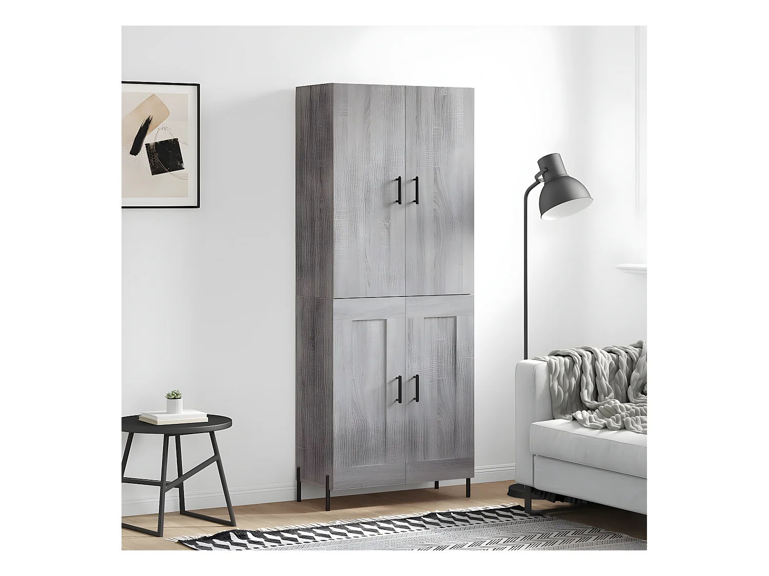 Credenza alta Sonoma grigia 69,5x34x180 cm MDF
