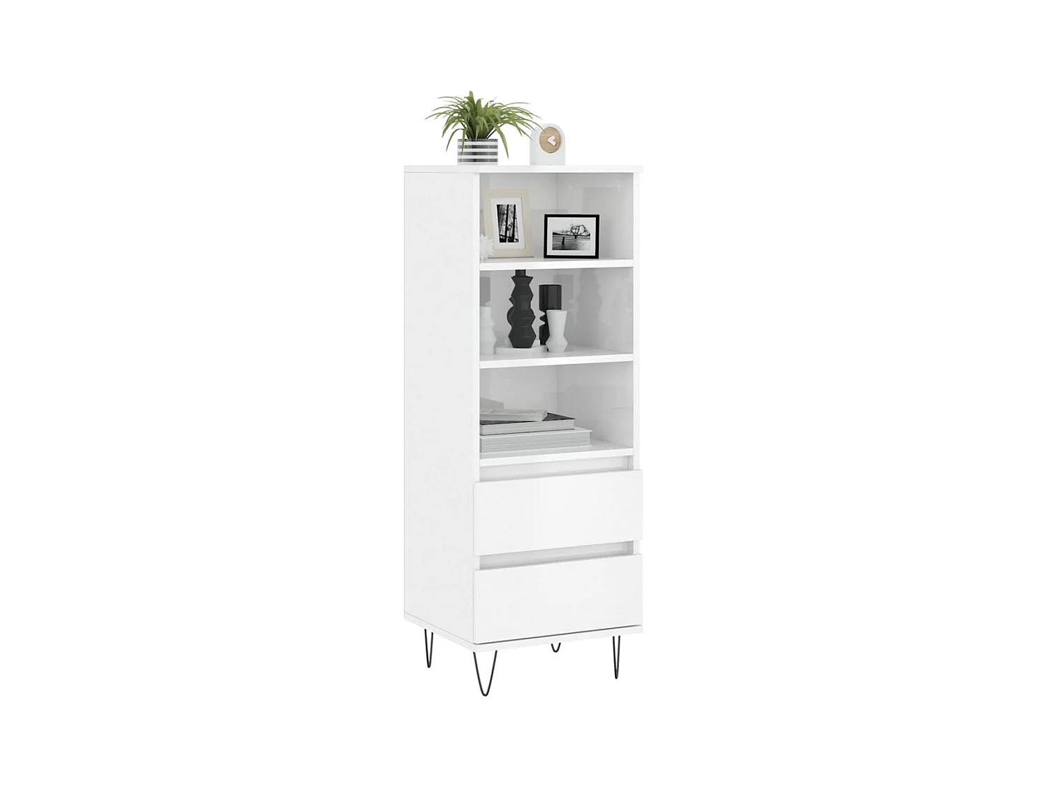 Buffet haut Blanc brillant 40x36x110 cm Bois d'ingénierie