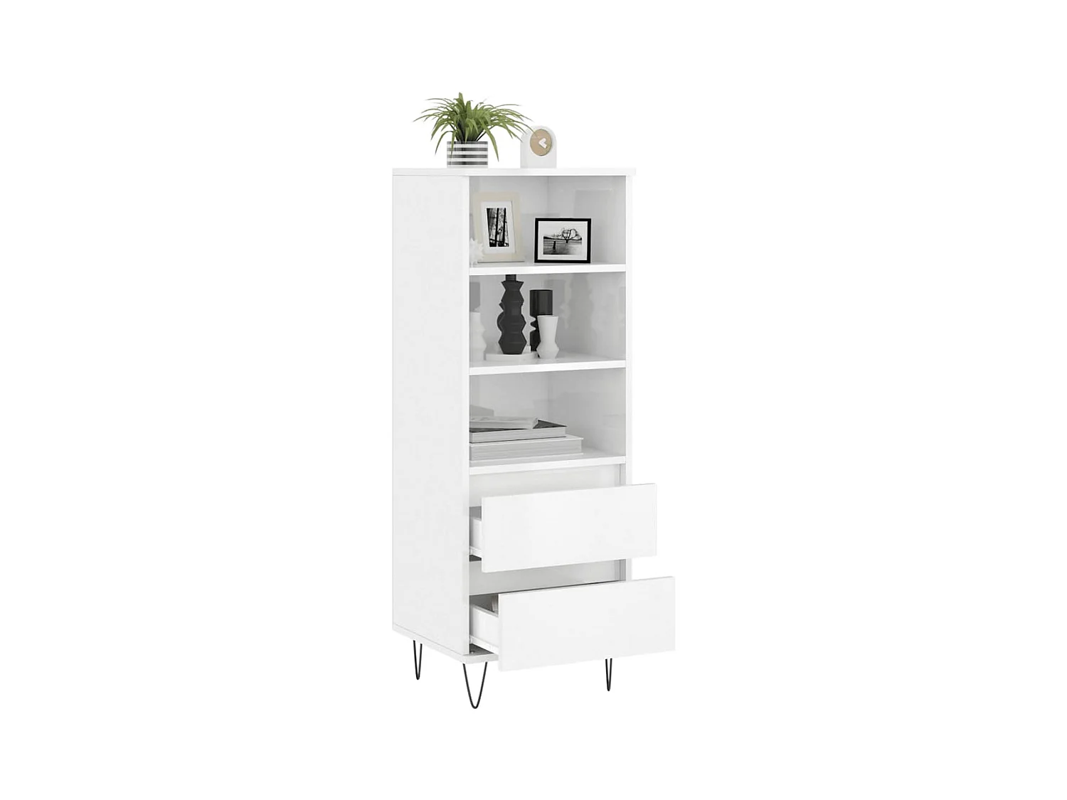 Buffet haut Blanc brillant 40x36x110 cm Bois d'ingénierie