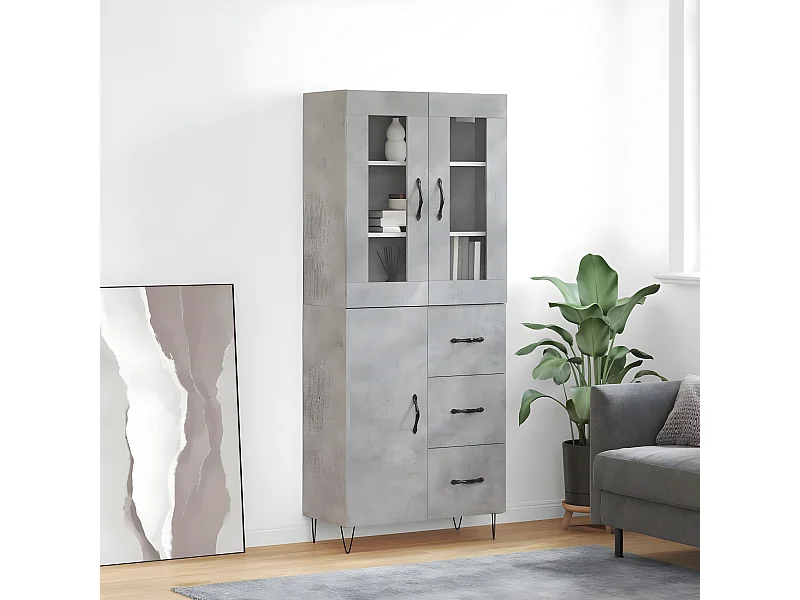 Credenza alta Grigio cemento 69,5x34x180 cm MDF