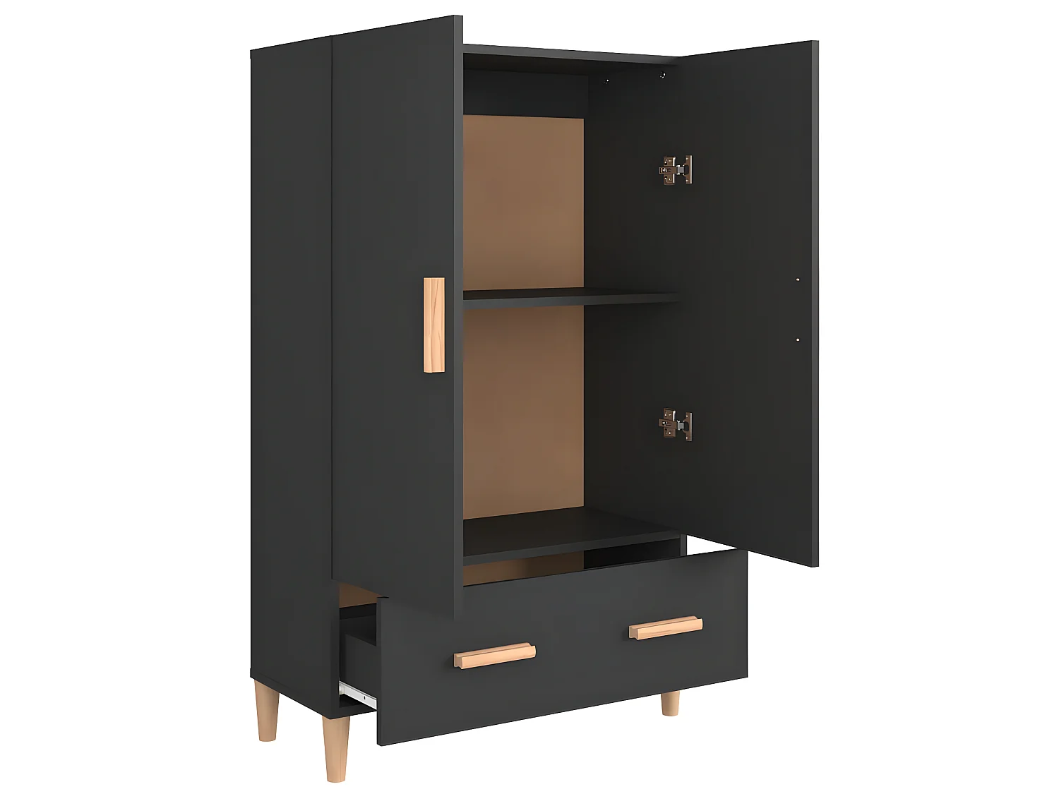 Aparador alto preto 70x31x115 cm madeira trabalhada