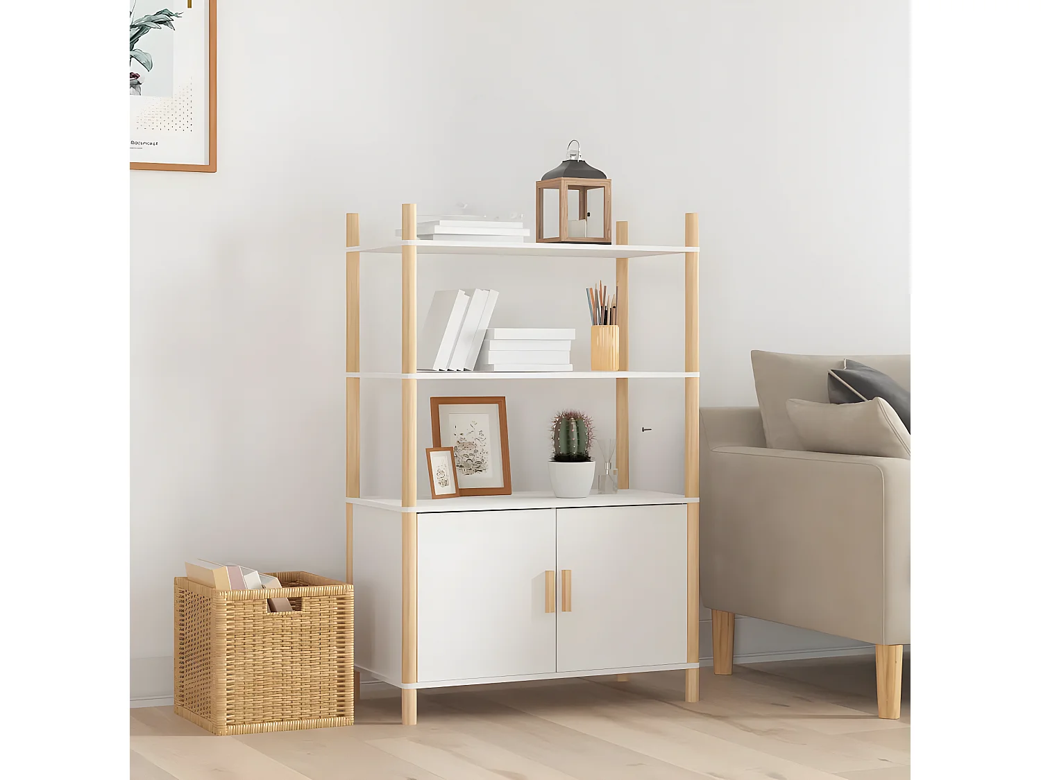 Credenza alta Bianca 80x40x121 cm MDF