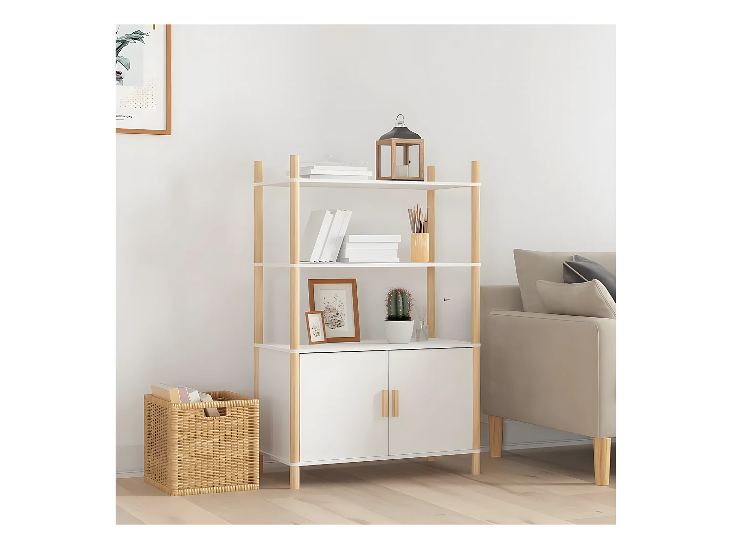 Credenza alta Bianca 80x40x121 cm MDF