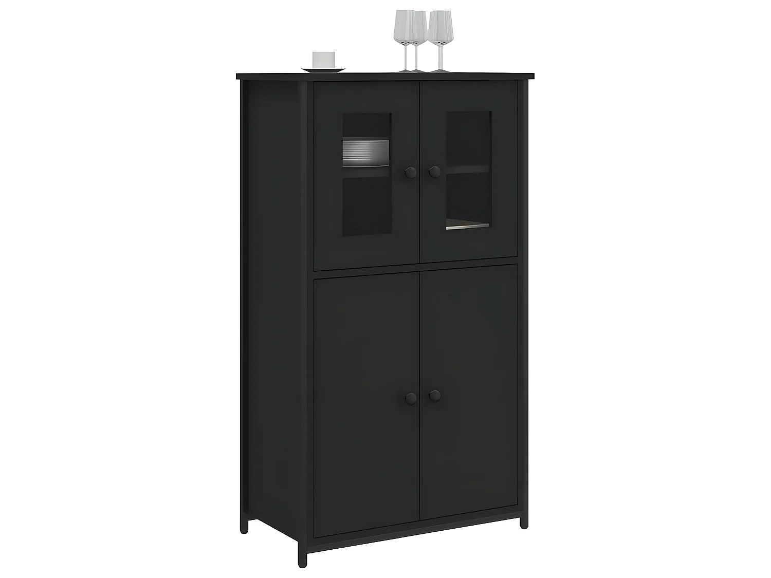 Buffet haut noir 62x32x106,5 cm bois d'ingénierie