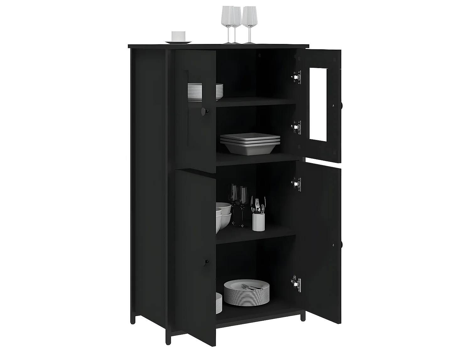 Buffet haut noir 62x32x106,5 cm bois d'ingénierie