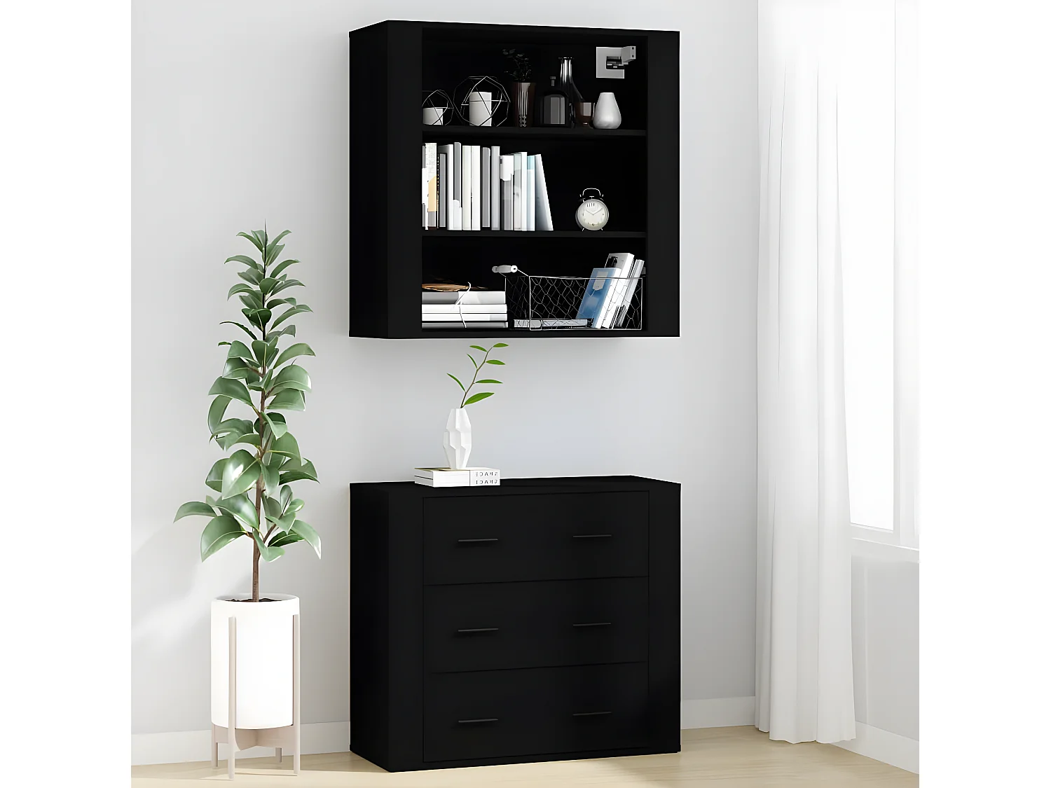 Credenza alta Pannello in derivati del legno nero