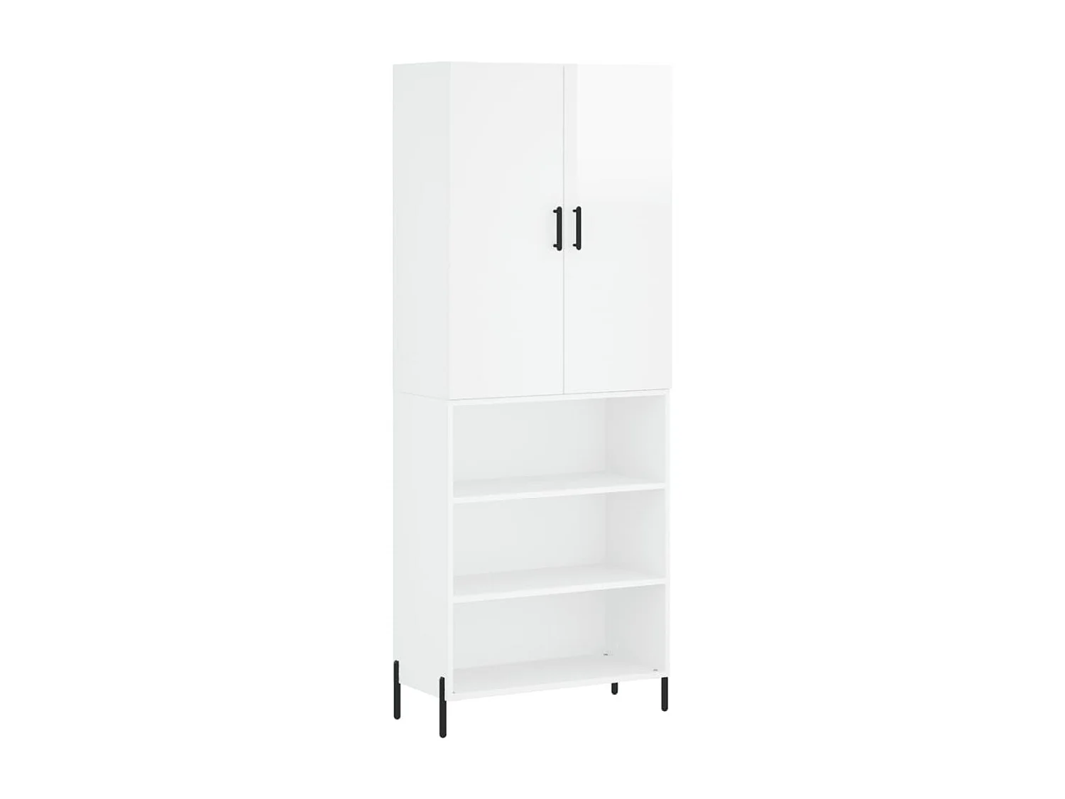 Hoog dressoir Glanzend wit 69,5x34x180 cm Bewerkt hout