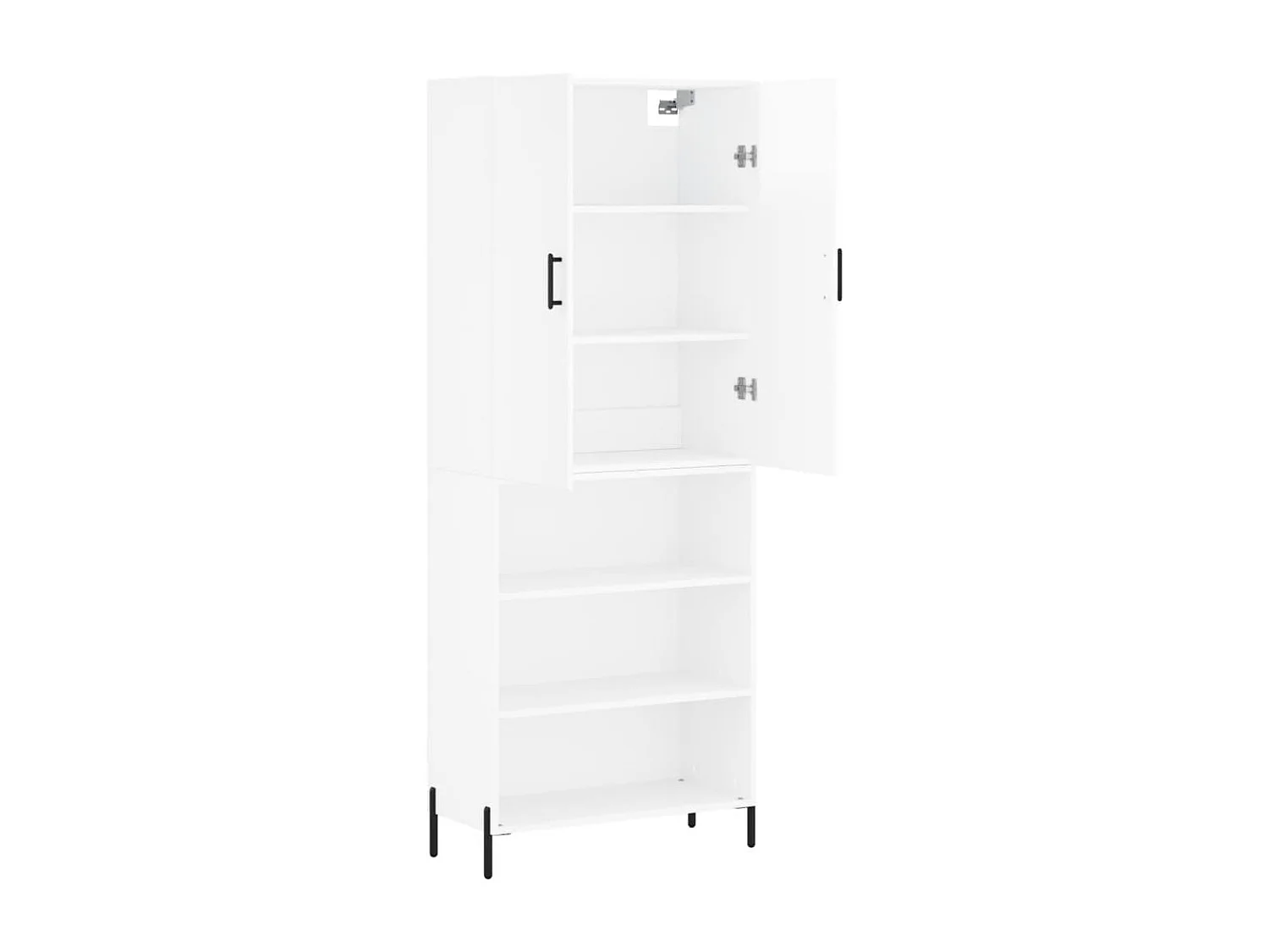 Hoog dressoir Glanzend wit 69,5x34x180 cm Bewerkt hout