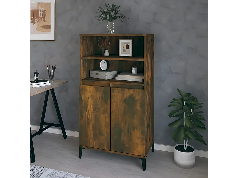 Aparador alto Roble ahumado 60x36x110 cm Madera contrachapada