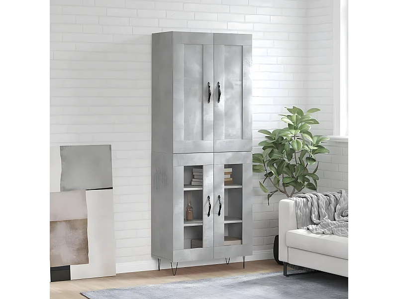 Credenza alta Grigio cemento 69,5x34x180 cm MDF