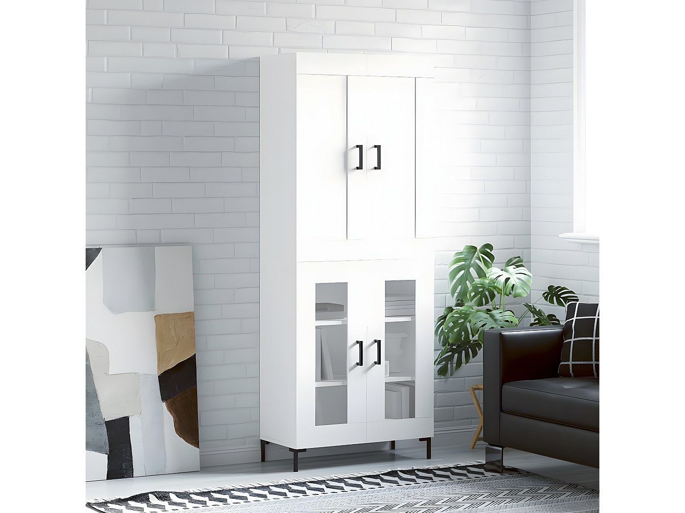 Credenza alta Bianca 69,5x34x180 cm MDF