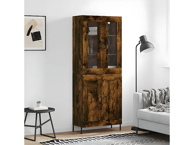 Aparador alto Roble ahumado 69,5x34x180 cm Madera contrachapada