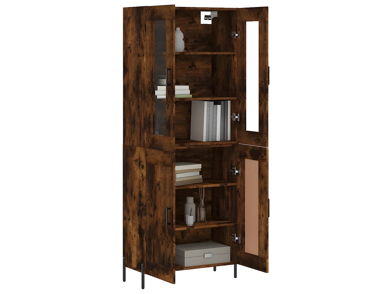 Aparador alto Roble ahumado 69,5x34x180 cm Madera contrachapada