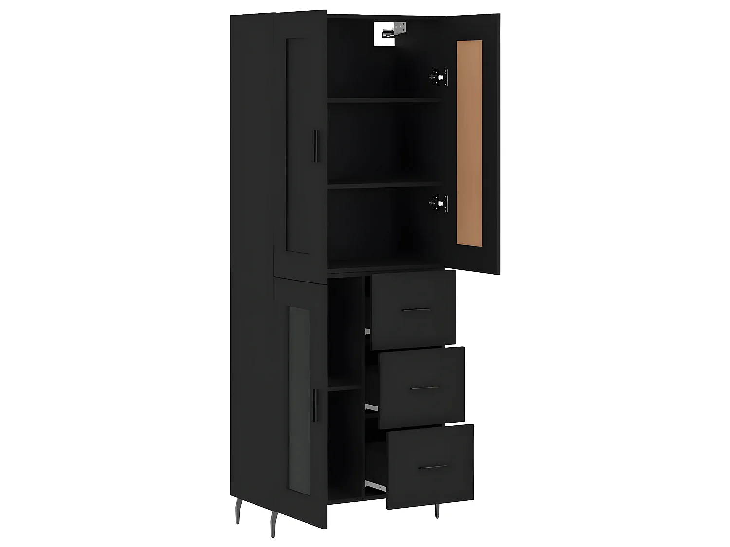 Hohes Sideboard Schwarz 69,5x34x180 cm Holzwerkstoff