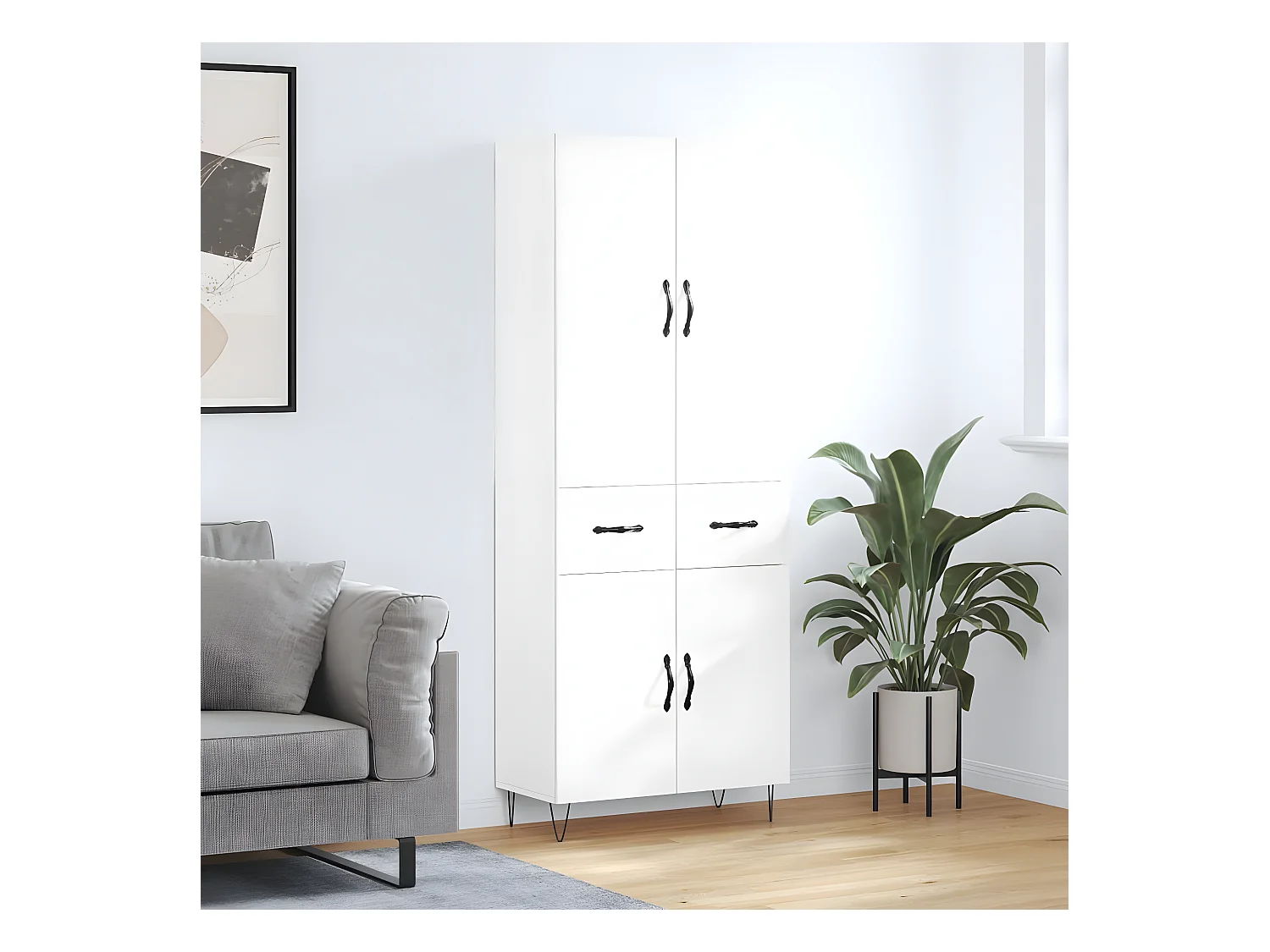 Hohes Sideboard Weiß 69,5 x 34 x 180 cm Holzwerkstoff