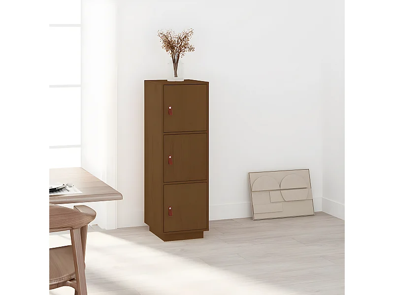 Credenza alta Marrone miele 34x40x108,5 cm Legno di pino massiccio