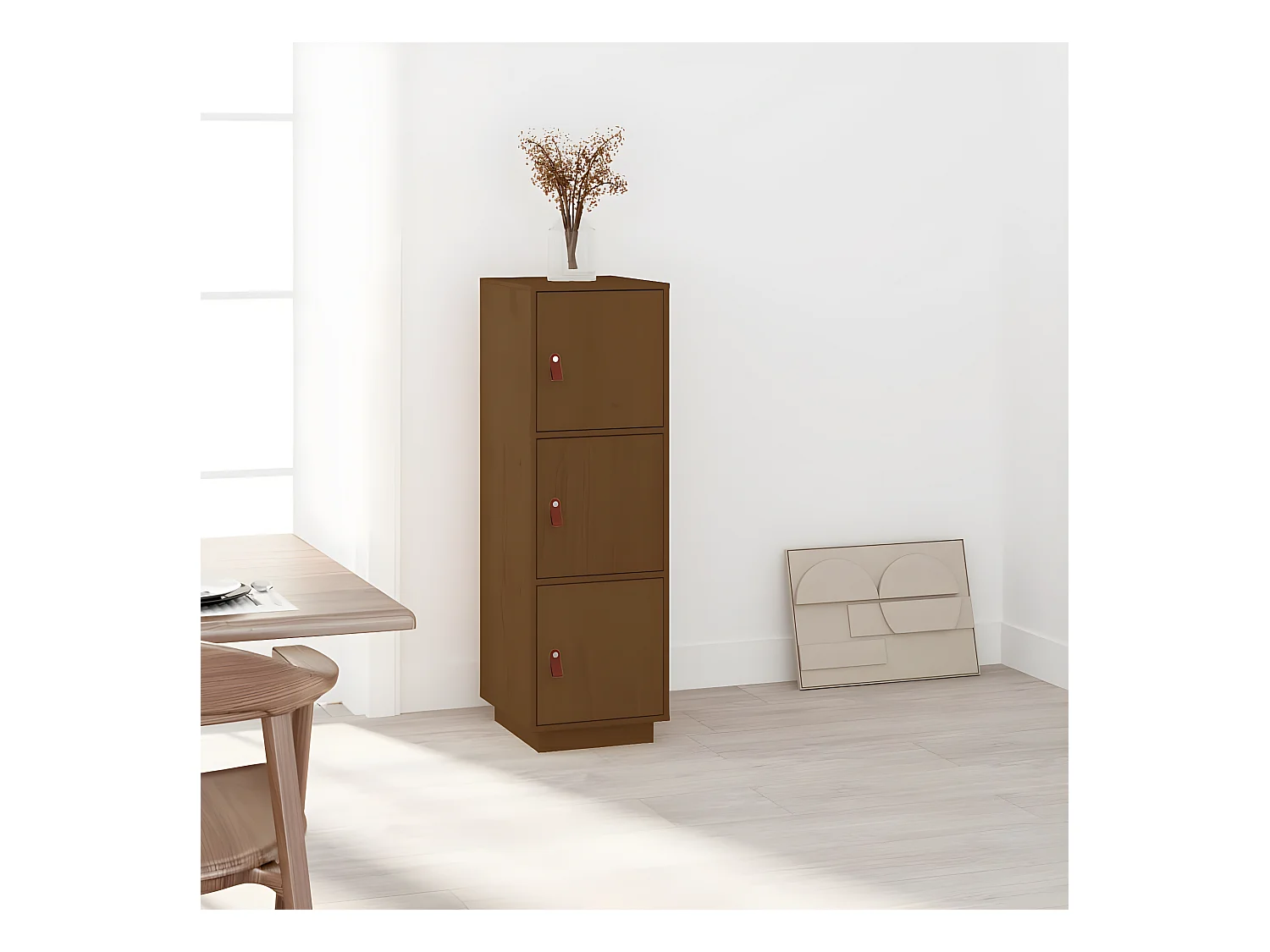 Credenza alta Marrone miele 34x40x108,5 cm Legno di pino massiccio