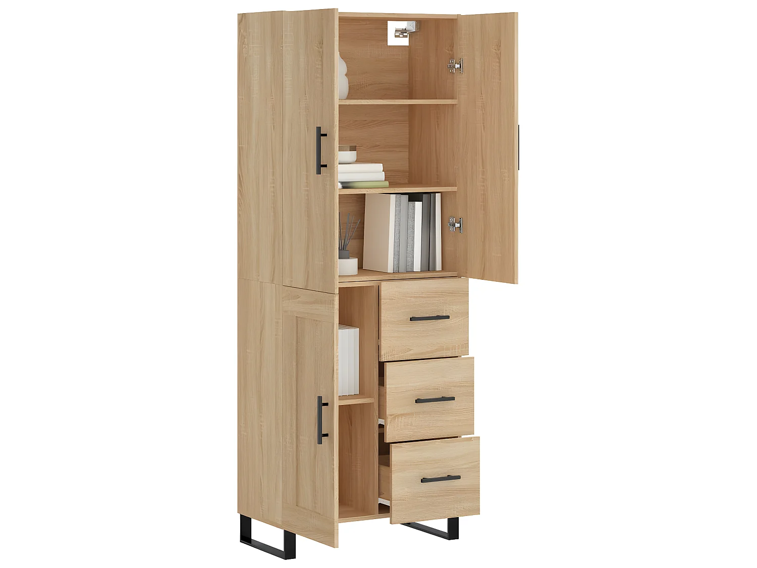 Aparador alto roble Sonoma 69,5x34x180 cm Madera contrachapada