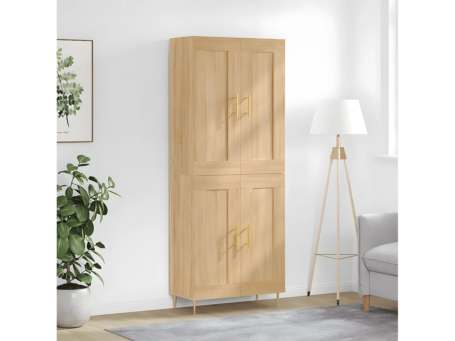 Credenza alta Rovere Sonoma 69,5x34x180 cm MDF