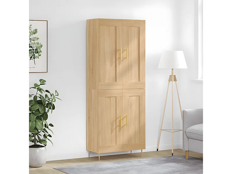 Aparador alto roble Sonoma 69,5x34x180 cm Madera contrachapada